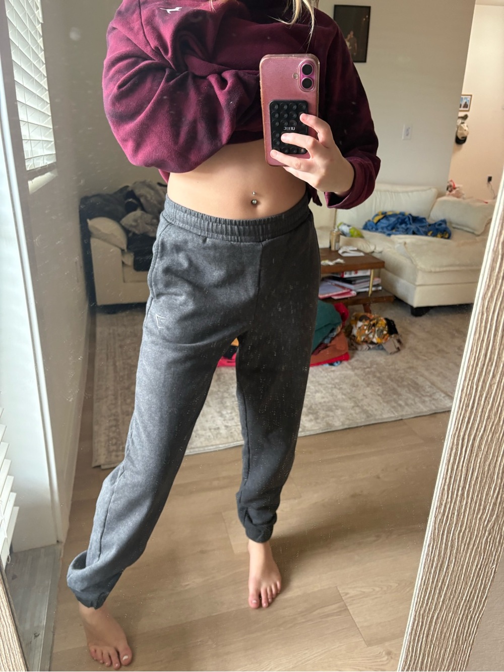 Gymshark Charcoal Black Track Joggers with Elastic Waist